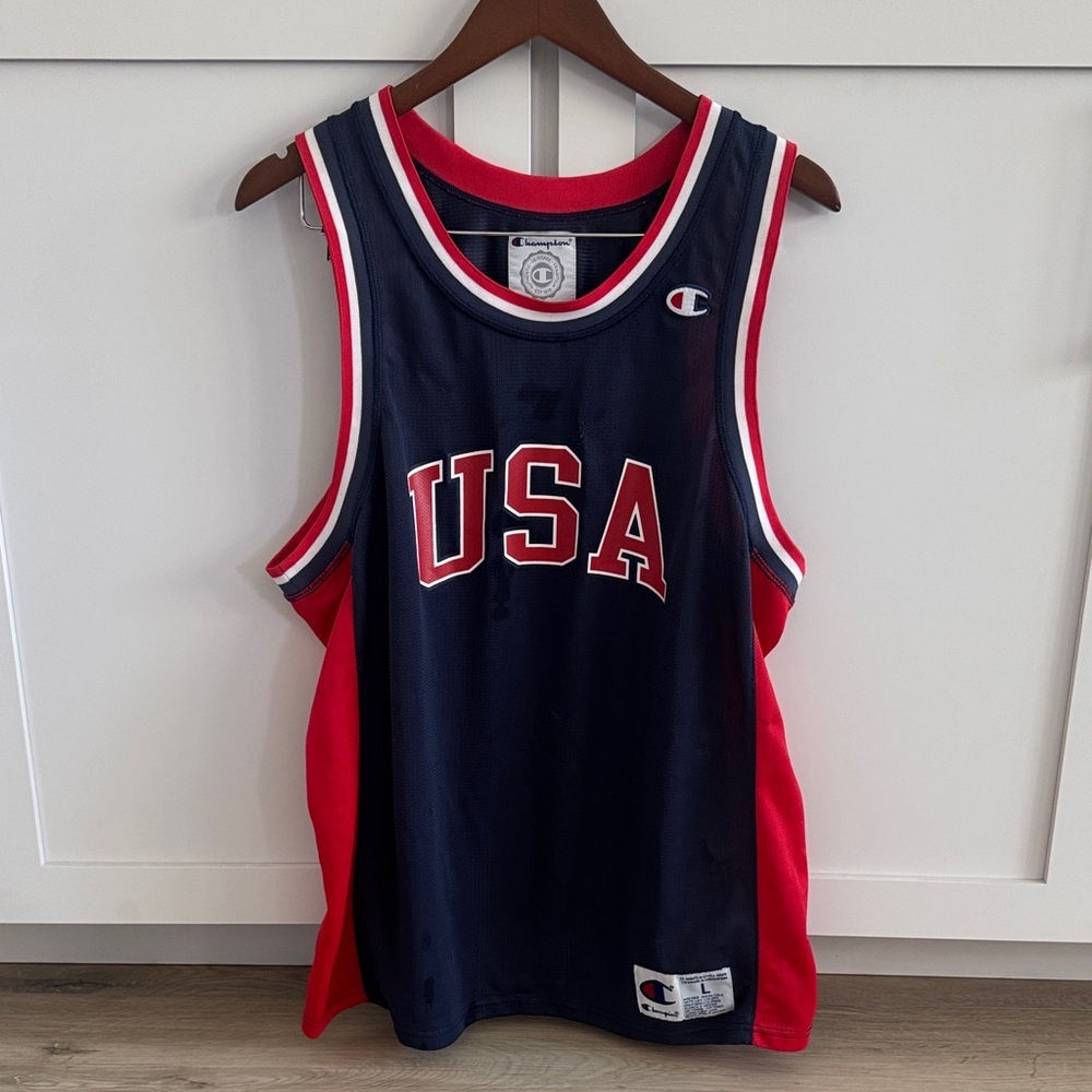 Champion USA Basketball Jersey Navy Blue & Red